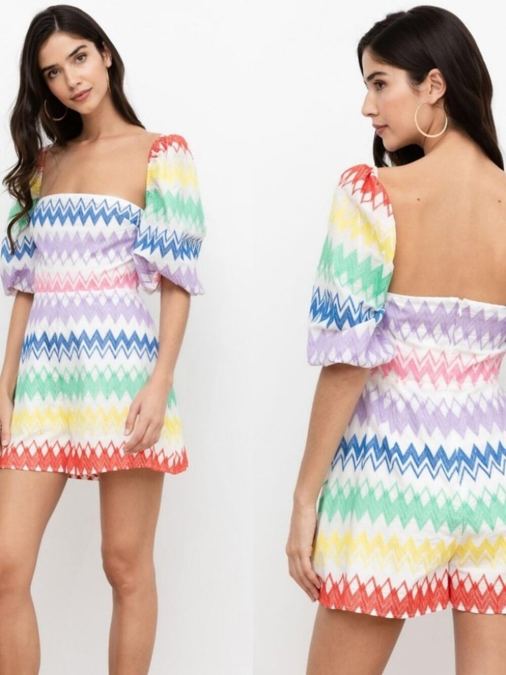 Yumi Kim Colorful Chevron Stripe Jillian Carnival Romper Womens 2